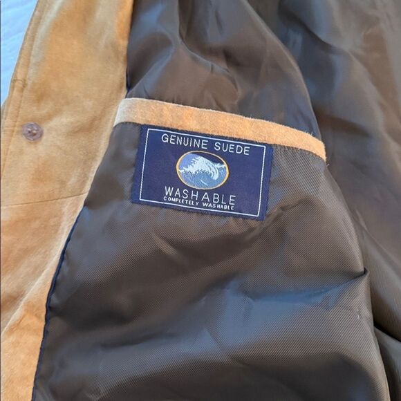 VTG 90s Newport Harbor Genuine Suede Leather Jacket Men’s Tan Washable Size L - Picture 14 of 16